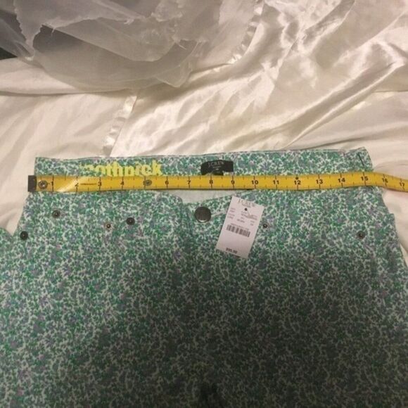 J Crew Floral Print Toothpick Stretch Floral Straight Leg Zip Green Jeans 31 - Picture 9 of 12